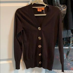 Tory Burch Simone Cardigan Chocolate Brown